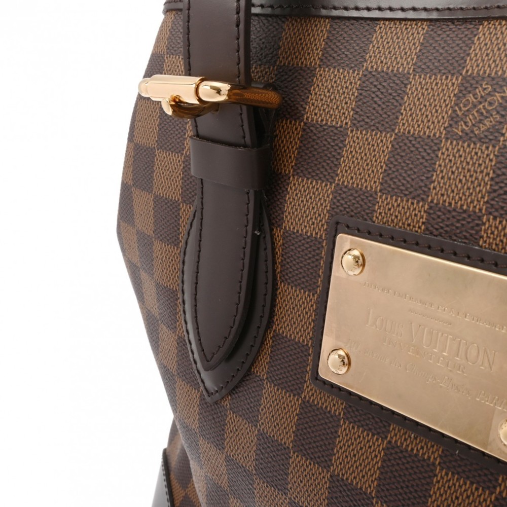 LOUIS VUITTON Damier Hampstead MM Tote Bag Brown N51204 Canvas Handbag - Picture 8 of 13